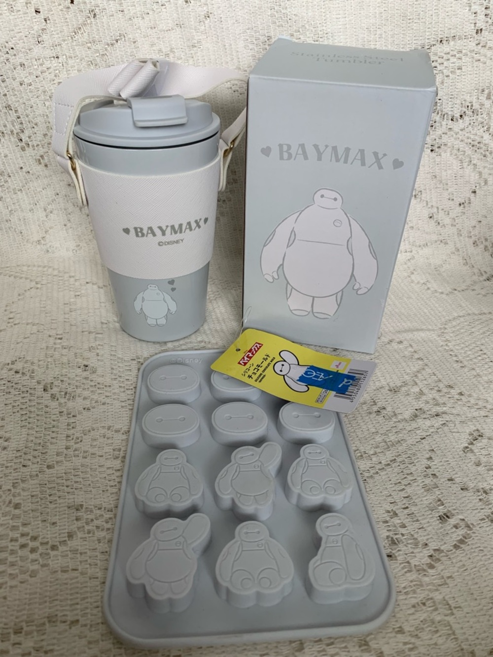Disney parks Japan Baymax Insulated Travel Cup with Silicone Ice Mold Light Gray